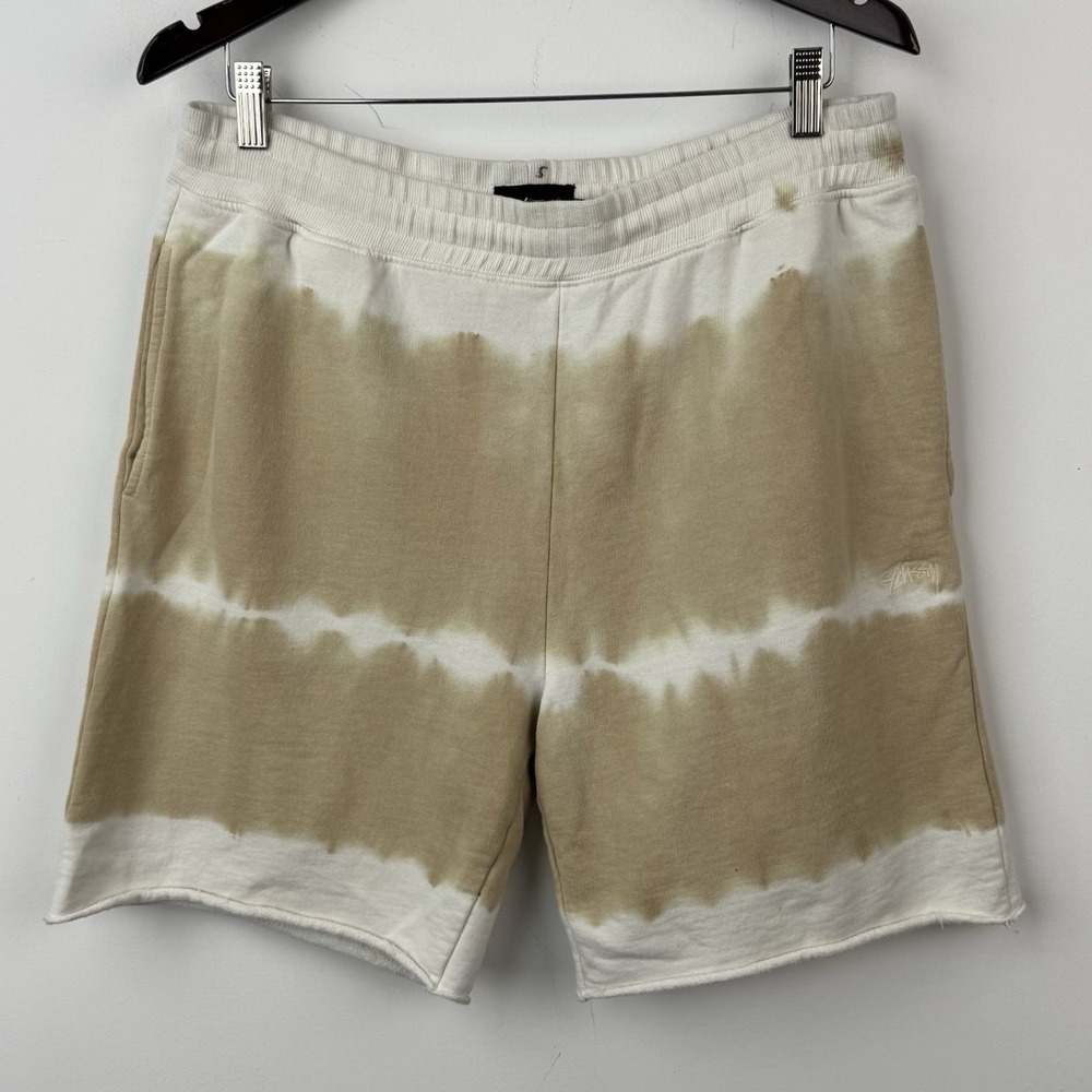 Stussy Sweat Shorts Mens M Brown Tie Dye Fleece Streetwear Skater Cotton Strings
